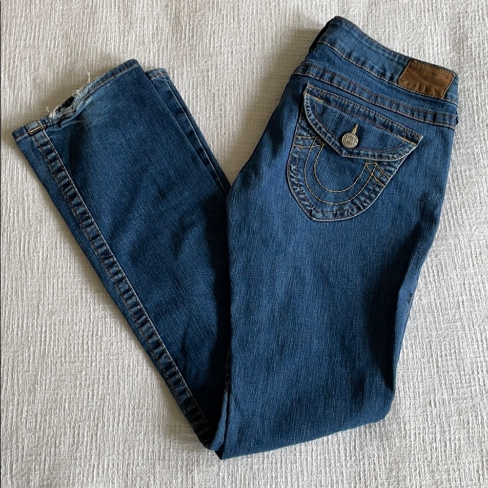 True Religion low rise jeans with button pockets